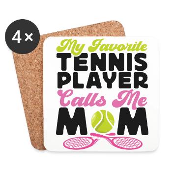 Funny Tennis Player Racket Mom - Coasters (set of 4) - white - Front