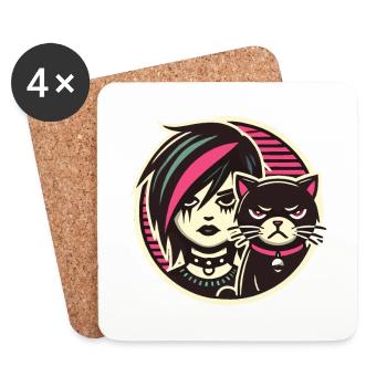 Pastel Goth Style Lover - Coasters (set of 4) - white - Front