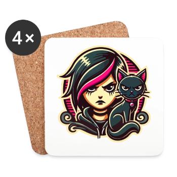 Pastell Goth Style Mürrischer Katzenliebhaber Goth - Untersetzer (4er-Set) - Weiß - Vorne