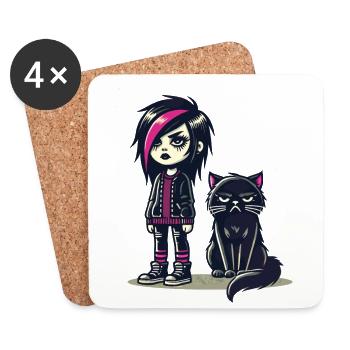 Pastell Goth Style Mürrischer Katzenliebhaber - Untersetzer (4er-Set) - Weiß - Vorne