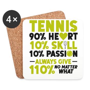 Funny Tennis Player Racket Tennis - Coasters (set of 4) - white - Front