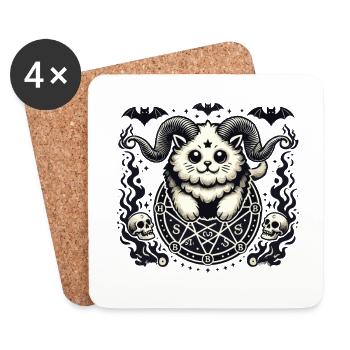 Cute Lucifer Cat Funny Cats Summoning - Coasters (set of 4) - white - Front