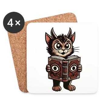 Funny Demons Cat Cute Cats Magician - Coasters (set of 4) - white - Front
