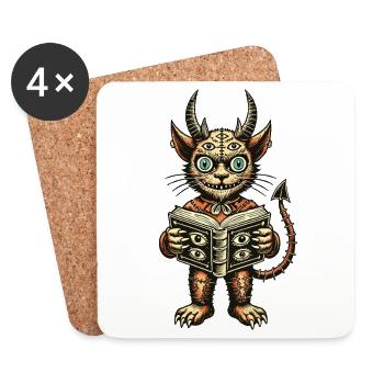 Gruselige Dämonen Katze Goth Katzenbesitzer - Untersetzer (4er-Set) - Weiß - Vorne
