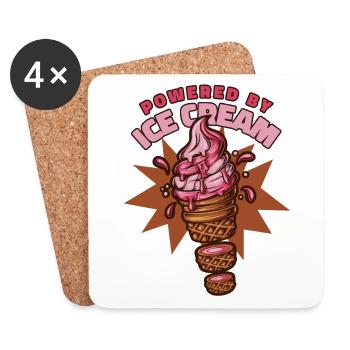 Powered By Ice Cream Maker Gelato Frozen Dessert - Untersetzer (4er-Set) - Weiß - Vorne
