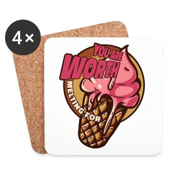 You Are Worth Melting For Maker Gelato Lover Ice - Dessous de verre (lot de 4) - blanc - Devant