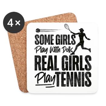 Drôle de joueur de tennis raquette fille - Dessous de verre (lot de 4) - blanc - Devant