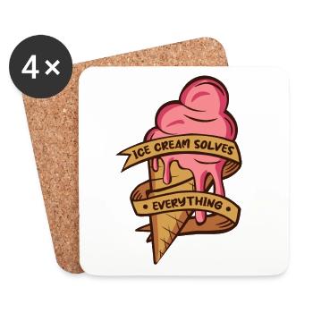 Ice Cream Solves Everything Gelato Maker Lover - Coasters (set of 4) - white - Front