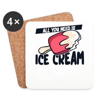 Tout ce dont vous avez besoin est une sorbetière Gelato Lover Ice - Dessous de verre (lot de 4) - blanc - Devant