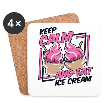 Restez calme et mangez un amateur de glaces Gelato Maker - Dessous de verre (lot de 4) - blanc - Devant