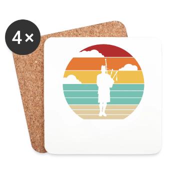 Retro Blowpipe Great Highland Bagpipe Lessons - Coasters (set of 4) - white - Front