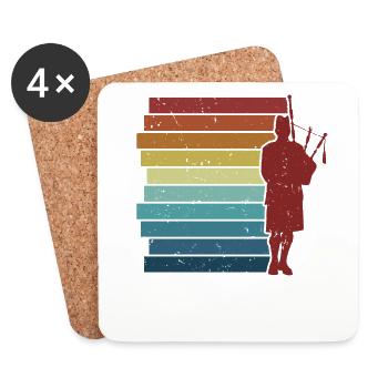 Retro Bagpipe Lessons Blowpipe Great Highland - Coasters (set of 4) - white - Front