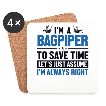 Bagpiper Supposons que je sois un bon joueur de sarbacane - Dessous de verre (lot de 4) - blanc - Devant