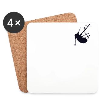 Bagpipe Logo Emblem Bagpipe Lessons Blowpipe - Coasters (set of 4) - white - Front