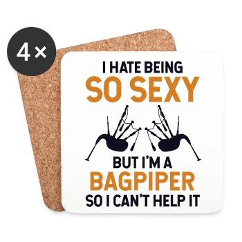 Je déteste être un joueur de sarbacane Bagpiper si sexy - Dessous de verre (lot de 4) - blanc - Devant