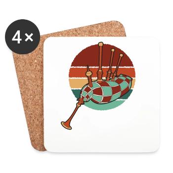 Retro Bagpipe Lessons Blowpipe Great Highland - Coasters (set of 4) - white - Front