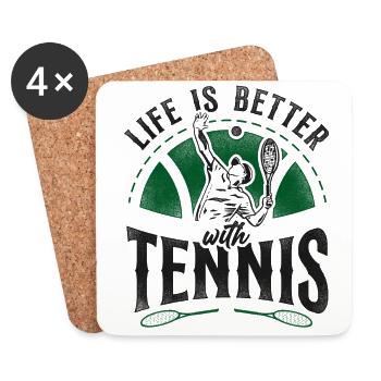 Drôle de joueur de tennis raquette la vie est - Dessous de verre (lot de 4) - blanc - Devant
