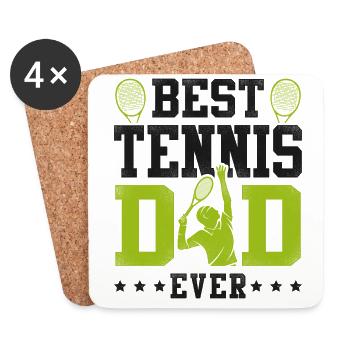 Drôle de joueur de tennis raquette papa - Dessous de verre (lot de 4) - blanc - Devant
