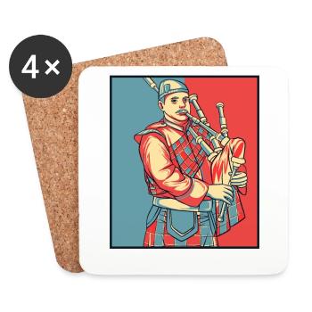 Bagpiper Portrait Great Highland Bagpipe Lessons - Coasters (set of 4) - white - Front