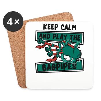 Keep Calm And Play The Bagpipes Blowpipe Player - Coasters (set of 4) - white - Front