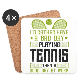 drôle de raquette de joueur de tennis que j’aurais - Dessous de verre (lot de 4) - blanc - Devant