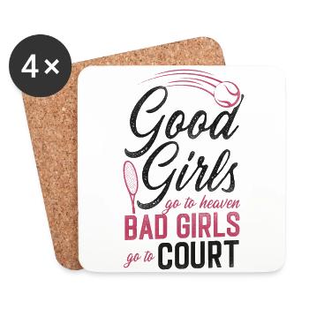 Drôle de joueur de tennis raquette fille - Dessous de verre (lot de 4) - blanc - Devant