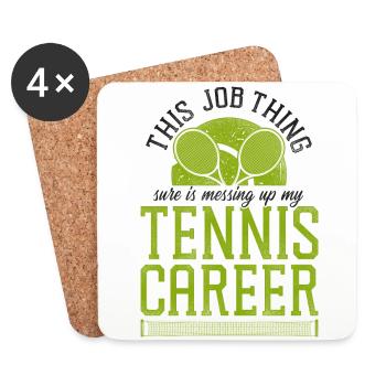 drôle de joueur de tennis raquette ceci - Dessous de verre (lot de 4) - blanc - Devant