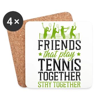 Funny Tennis Player Racket Friends - Untersetzer (4er-Set) - Weiß - Vorne