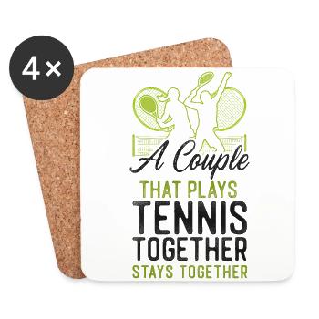 Funny Tennis Player Racket Couple - Untersetzer (4er-Set) - Weiß - Vorne