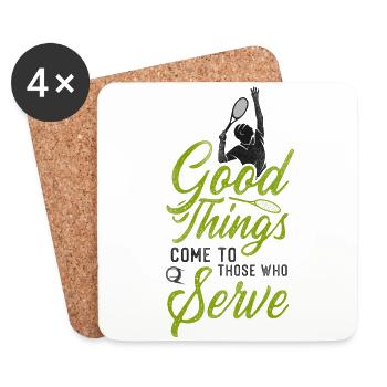 Drôle de joueur de tennis raquette bon - Dessous de verre (lot de 4) - blanc - Devant