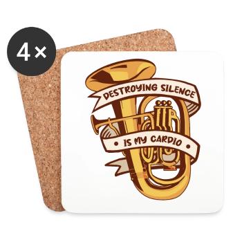 Destroying Silence est mon instrument de cardio - Dessous de verre (lot de 4) - blanc - Devant
