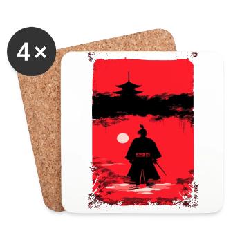 Samurai in the moonlight - Coasters (set of 4) - white - Front