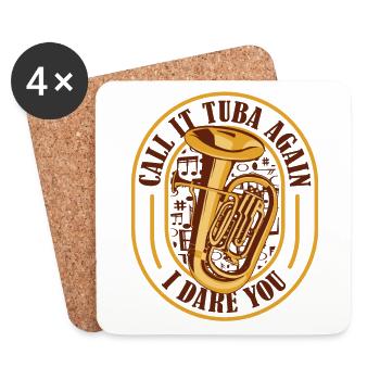 Appelez-le Tuba Again I Dare You Instrument - Dessous de verre (lot de 4) - blanc - Devant