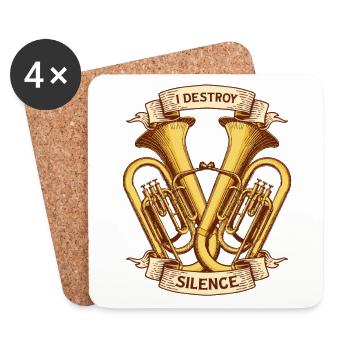 I Destroy Silence Instrument Euphonist Spieler - Untersetzer (4er-Set) - Weiß - Vorne