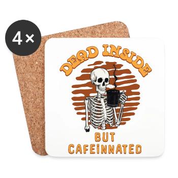 Dead Inside But Cafeinated Lustiger Spruch - Untersetzer (4er-Set) - Weiß - Vorne