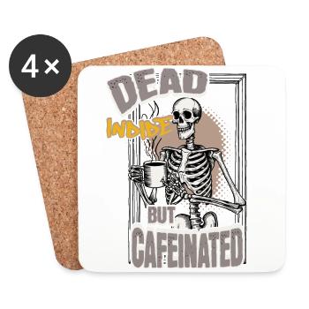 Dead Inside But Cafeinated Halloween Kaffee Design - Untersetzer (4er-Set) - Weiß - Vorne