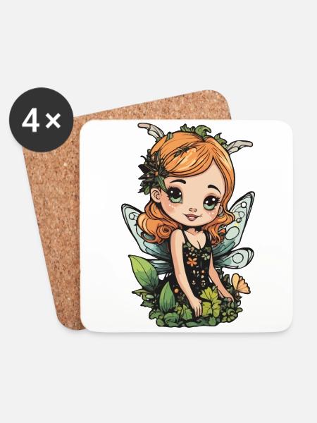 Blooming Forest Fairy – Sweet Nature Spirit - Coasters (set of 4) - white
