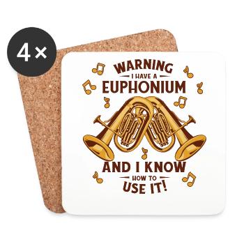 Warning I Have A Euphonium Instrument Euphonist - Coasters (set of 4) - white - Front