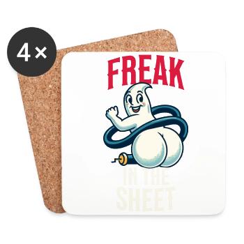 Freak Under Sheet Lustiges Gespenster Design - Untersetzer (4er-Set) - Weiß - Vorne