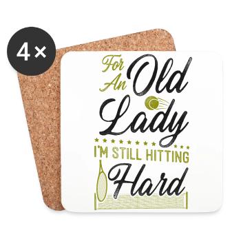 Drôle de joueur de tennis raquette grand-mère - Dessous de verre (lot de 4) - blanc - Devant