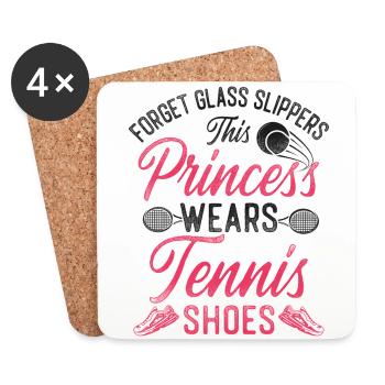 Drôle de joueur de tennis raquette fille - Dessous de verre (lot de 4) - blanc - Devant