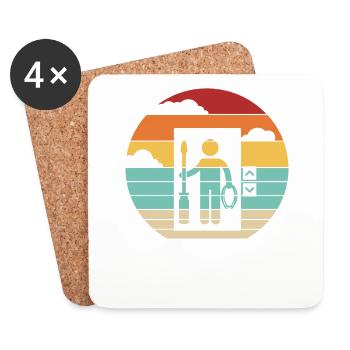 Retro Repair Inspector Technician Elevator - Coasters (set of 4) - white - Front