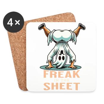 Freak In Sheet Lustiges Gespenster Design - Untersetzer (4er-Set) - Weiß - Vorne