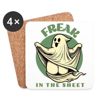 Freak dans la feuille Drôle Halloween fantôme - Dessous de verre (lot de 4) - blanc - Devant