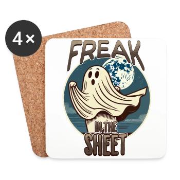 Freak In Sheet Drôle Halloween Fantôme - Dessous de verre (lot de 4) - blanc - Devant