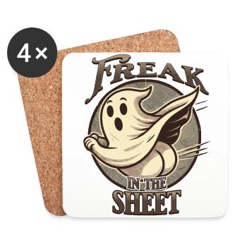 Gespenst Zeigt Hintern Freak in the Sheet Humor - Untersetzer (4er-Set) - Weiß - Vorne