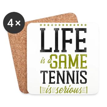 Drôle de joueur de tennis raquette la vie est - Dessous de verre (lot de 4) - blanc - Devant