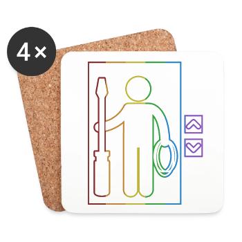 Elevator LGBT Rainbow Repair Inspector Elevator - Coasters (set of 4) - white - Front