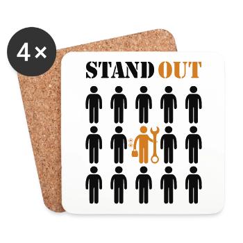 Stand Out Repair Inspector Technician Elevator - Coasters (set of 4) - white - Front