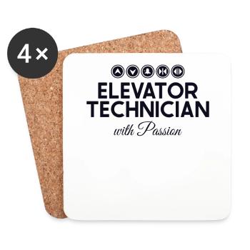 Elevator Technician With Passion Repair Elevator - Coasters (set of 4) - white - Front